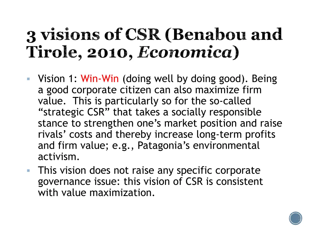 3 visions of csr benabou and tirole 2010 economica