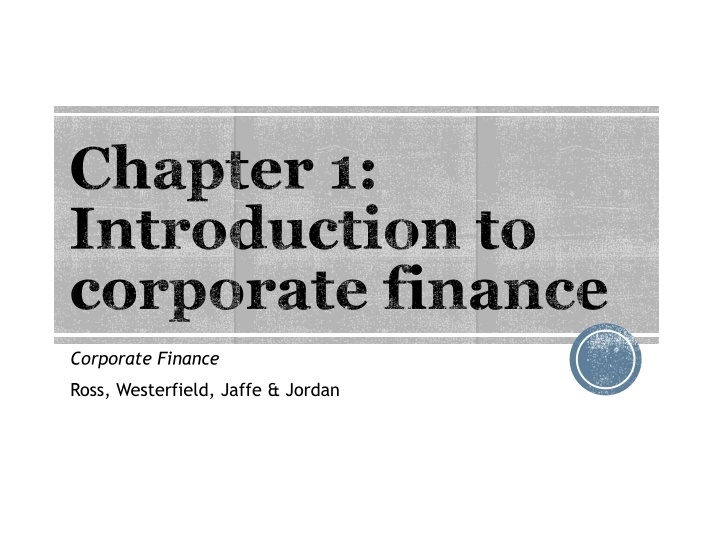 chapter 1 introduction to corporate finance