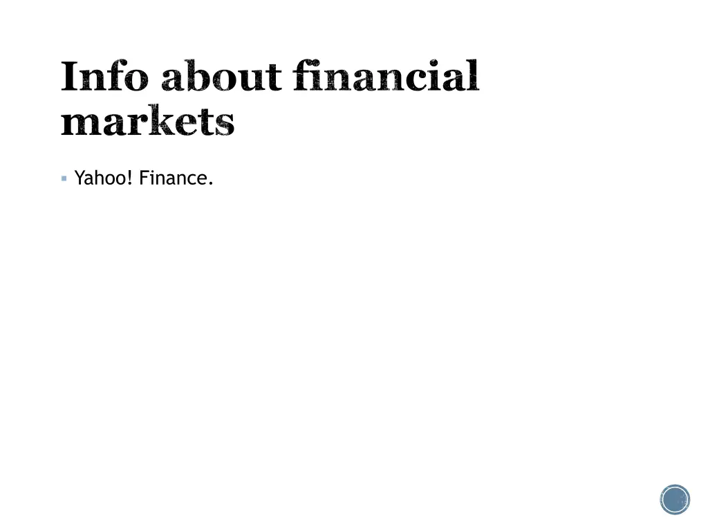 info about financial markets