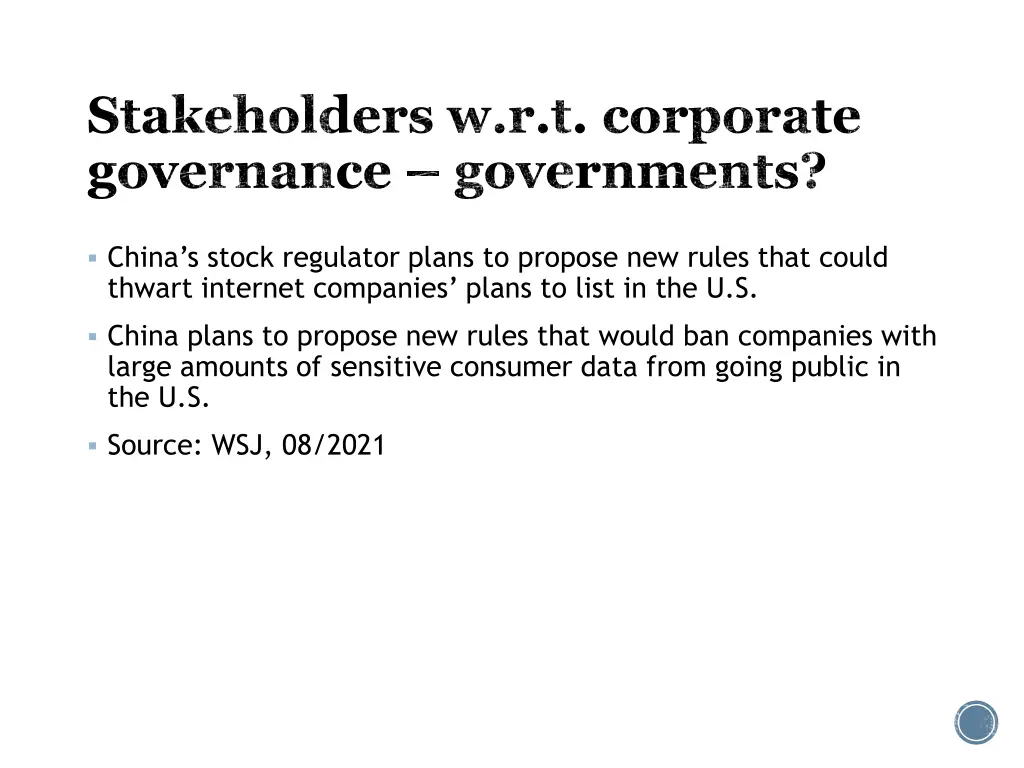 stakeholders w r t corporate governance