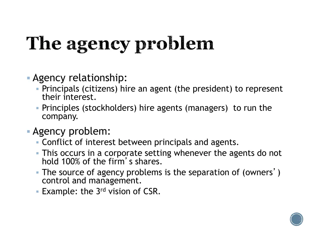 the agency problem