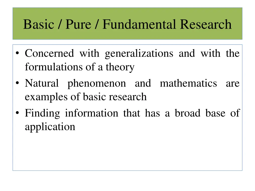 basic pure fundamental research