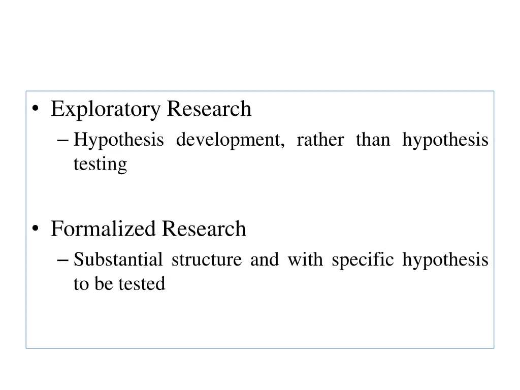 exploratory research hypothesis development