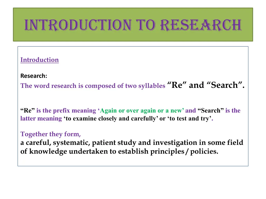 introduction to research 1