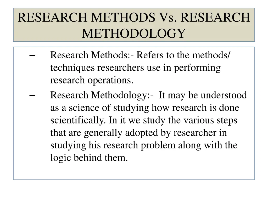 research methods vs research methodology