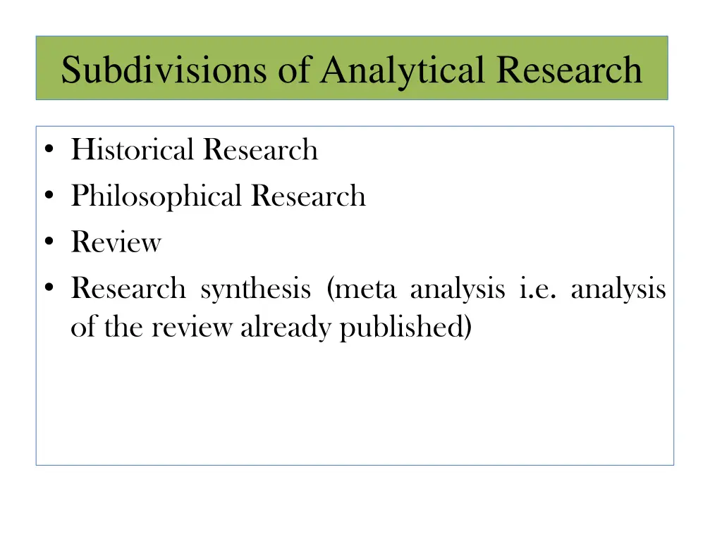 subdivisions of analytical research