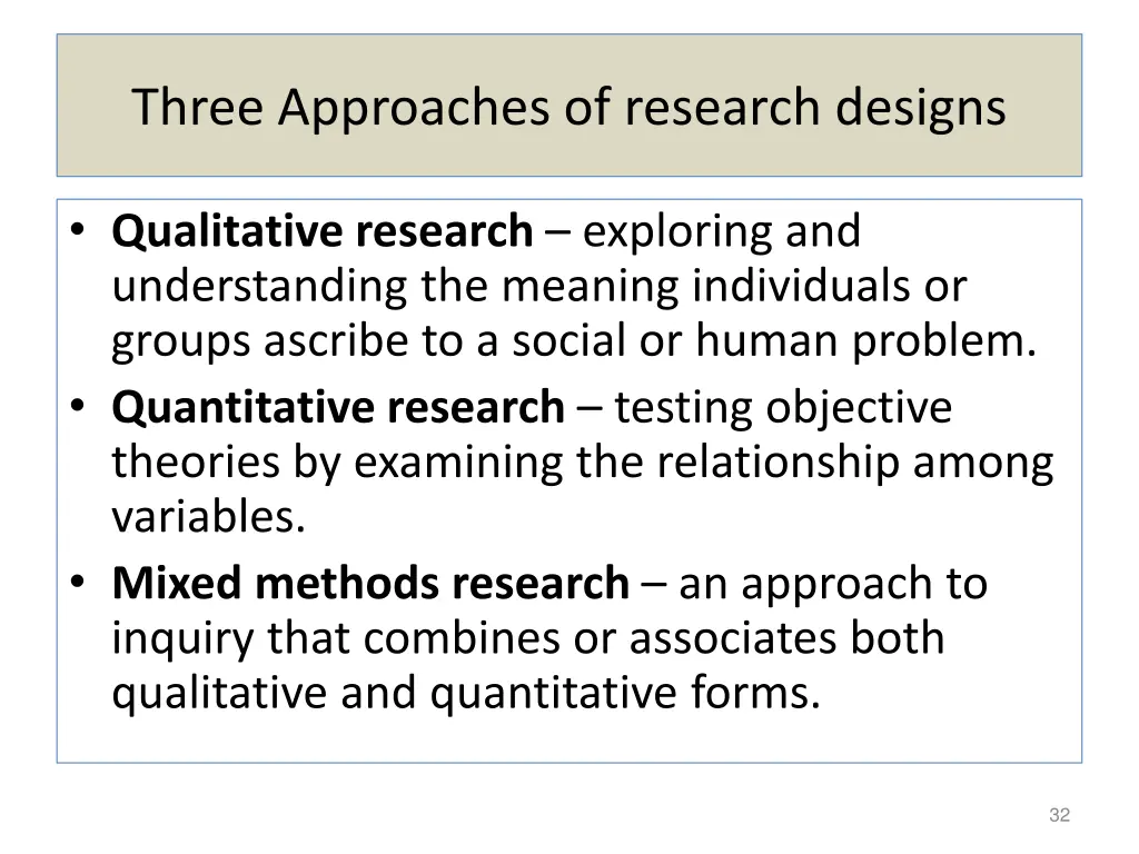 three approaches of research designs