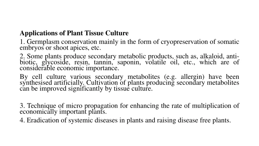 applications of plant tissue culture 1 germplasm