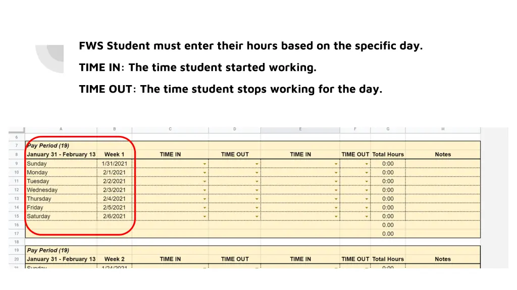 fws student must enter their hours based