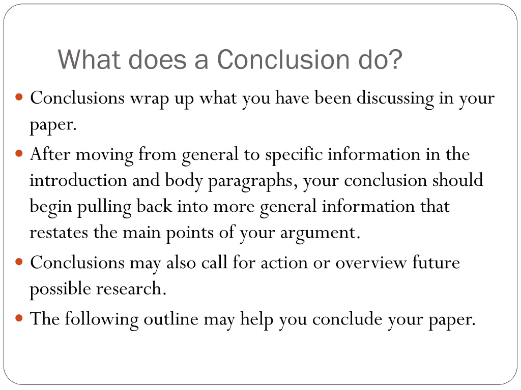 what does a conclusion do