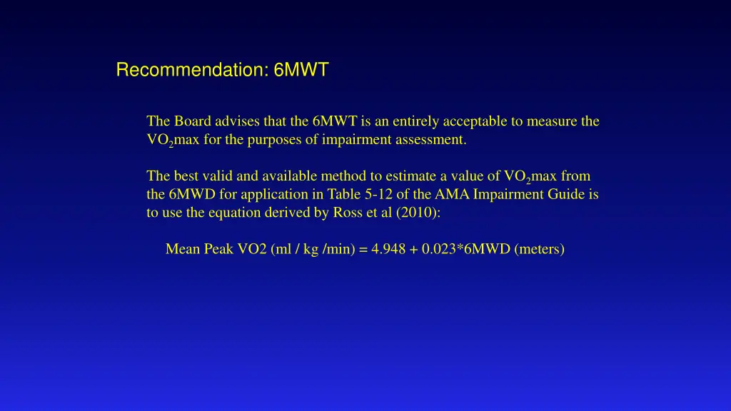 recommendation 6mwt