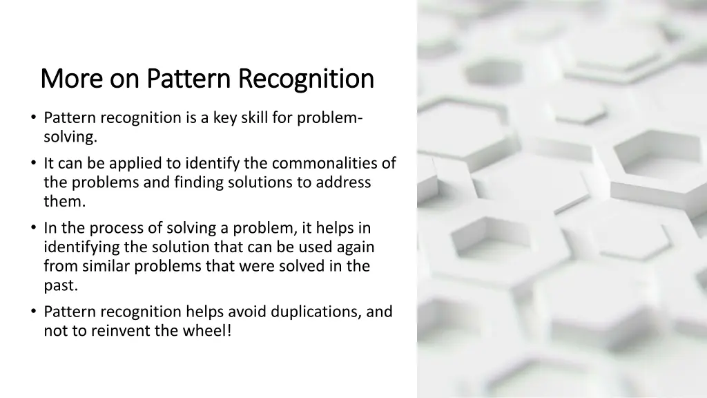 more on pattern recognition more on pattern