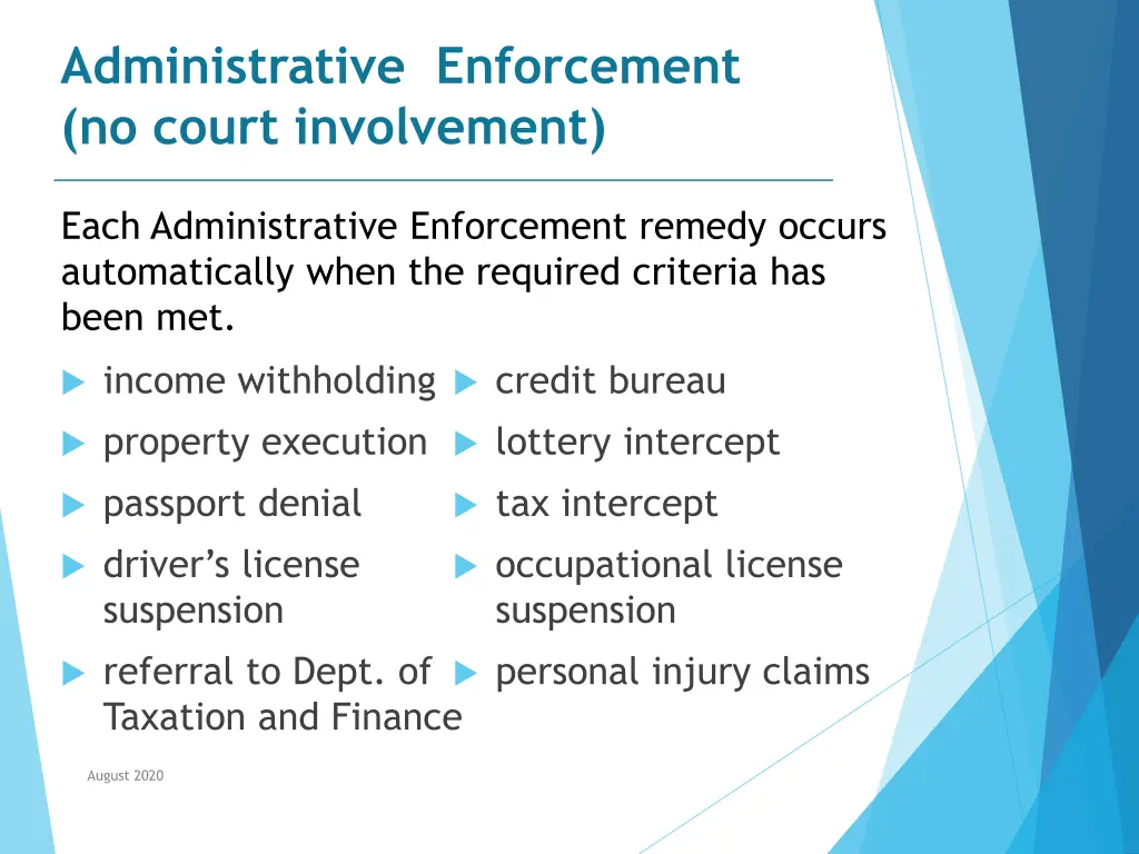 administrative enforcement no court involvement