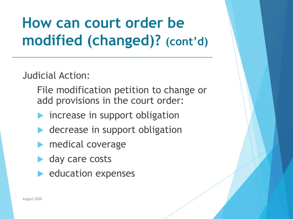 how can court order be modified changed cont d