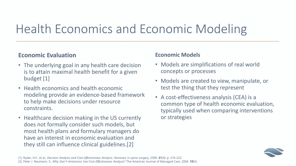 health economics and economic modeling