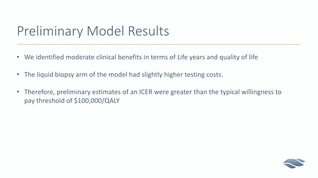 preliminary model results