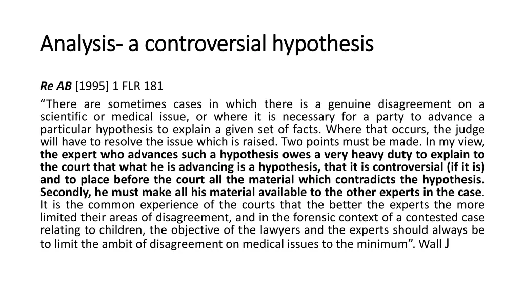 analysis analysis a controversial hypothesis