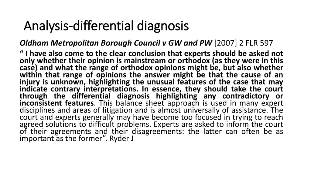 analysis analysis differential diagnosis