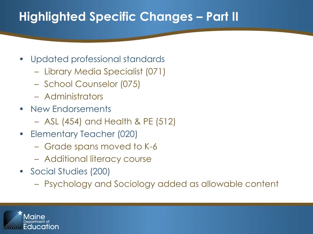 highlighted specific changes part ii 1