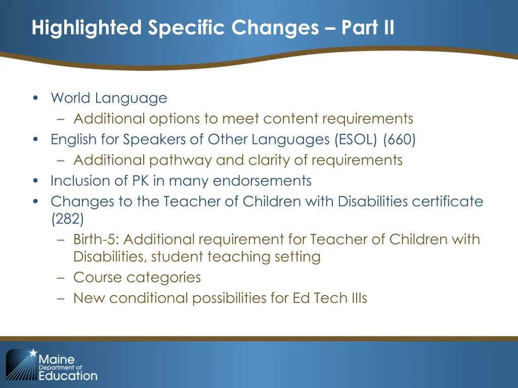 highlighted specific changes part ii 2