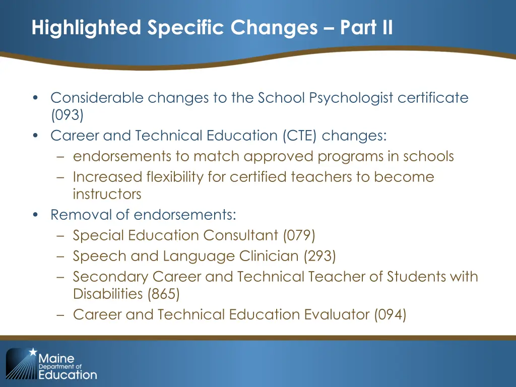 highlighted specific changes part ii 3