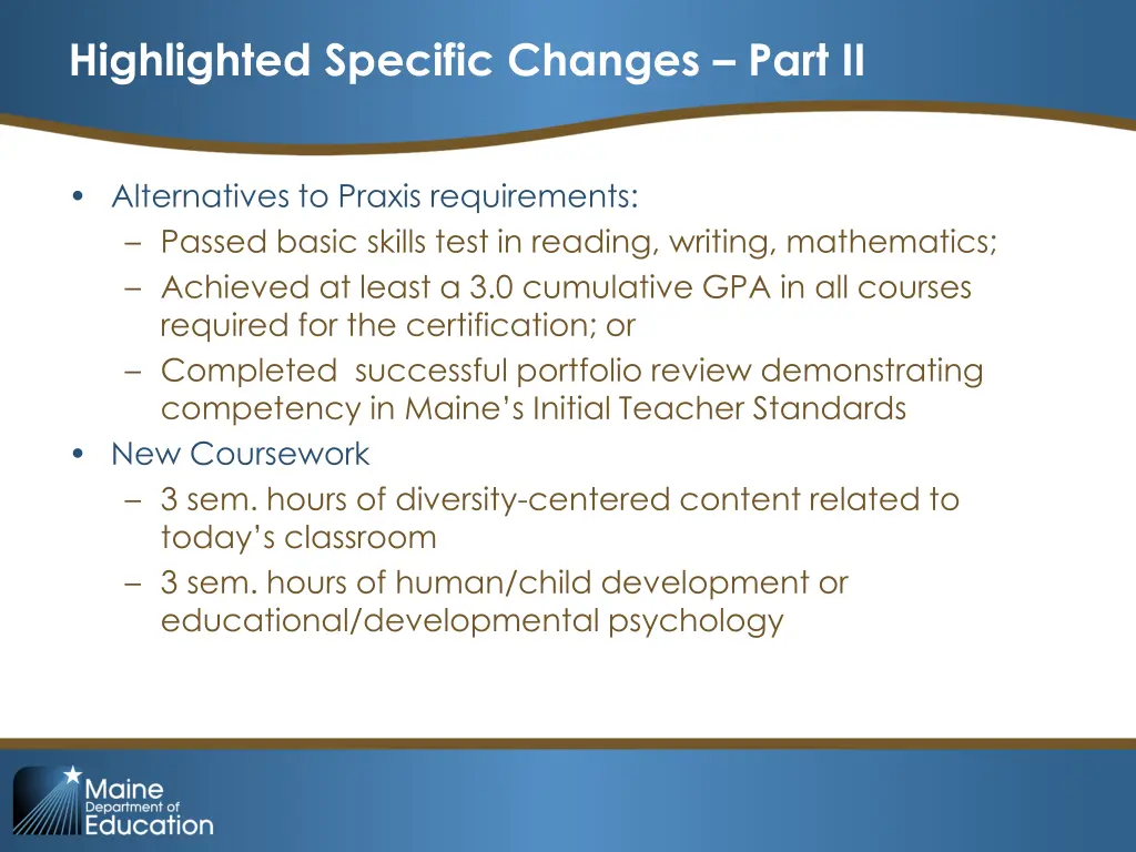 highlighted specific changes part ii