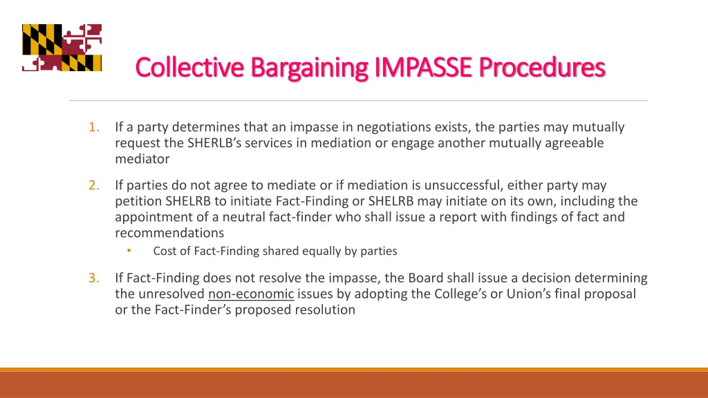 collective bargaining impasse procedures