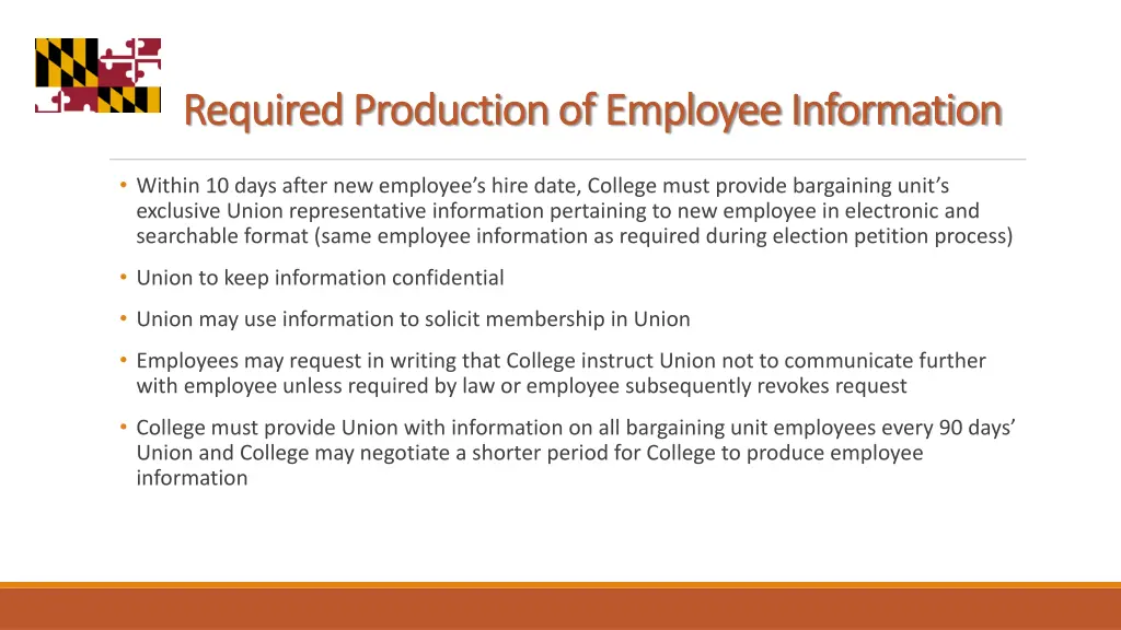 required production of employee information