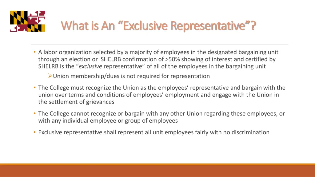 what is an exclusive representative what