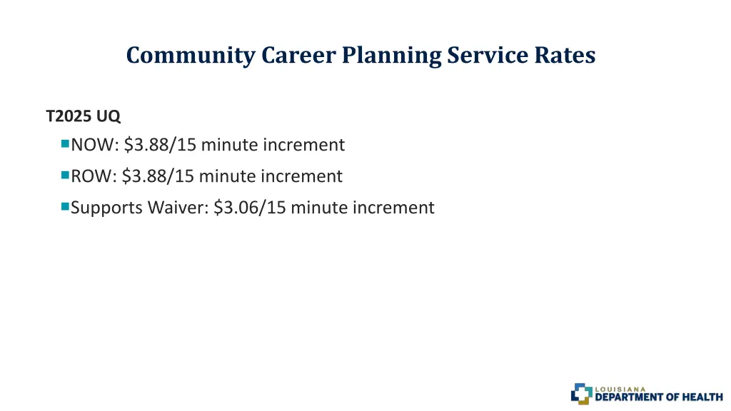 community career planning service rates