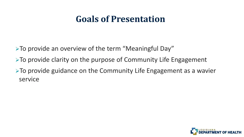 goals of presentation