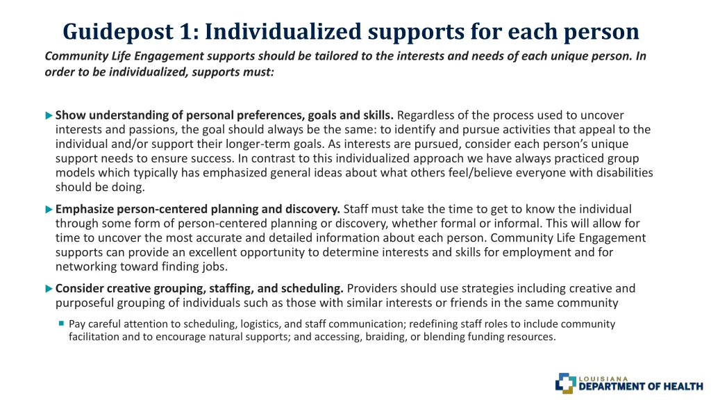 guidepost 1 individualized supports for each