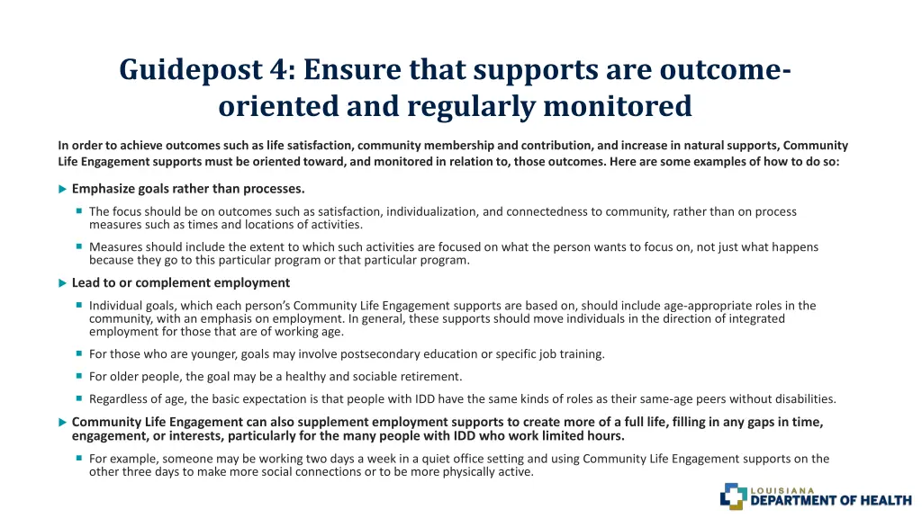 guidepost 4 ensure that supports are outcome