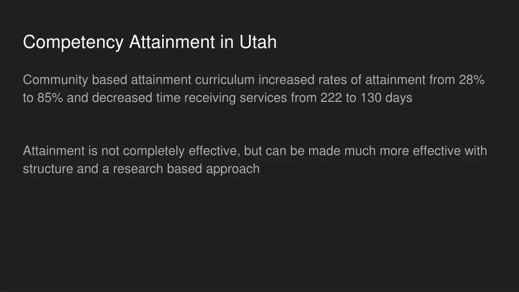 competency attainment in utah