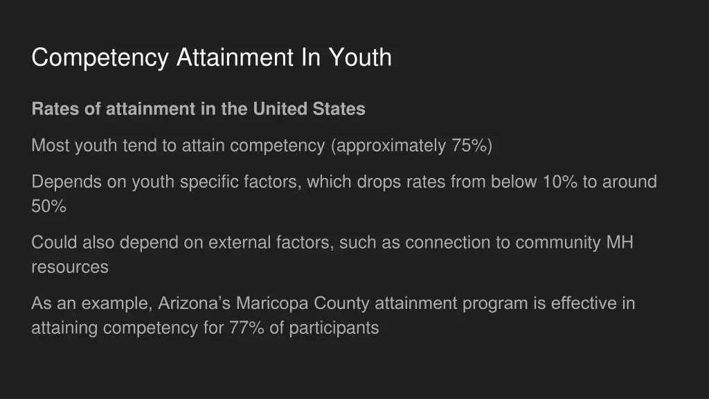 competency attainment in youth