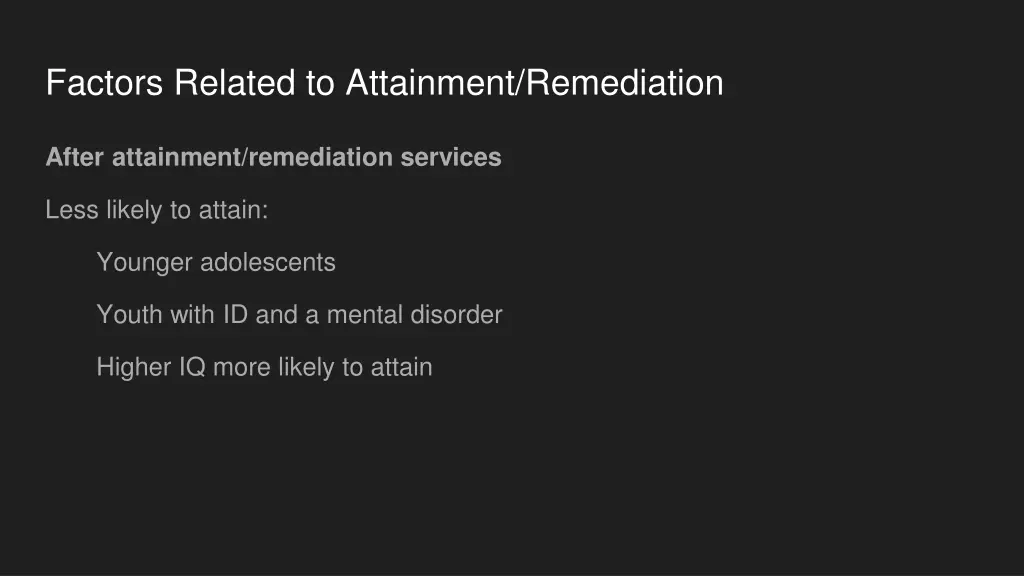 factors related to attainment remediation 2