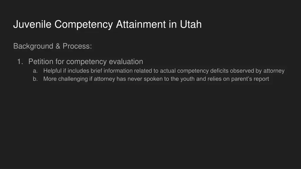 juvenile competency attainment in utah