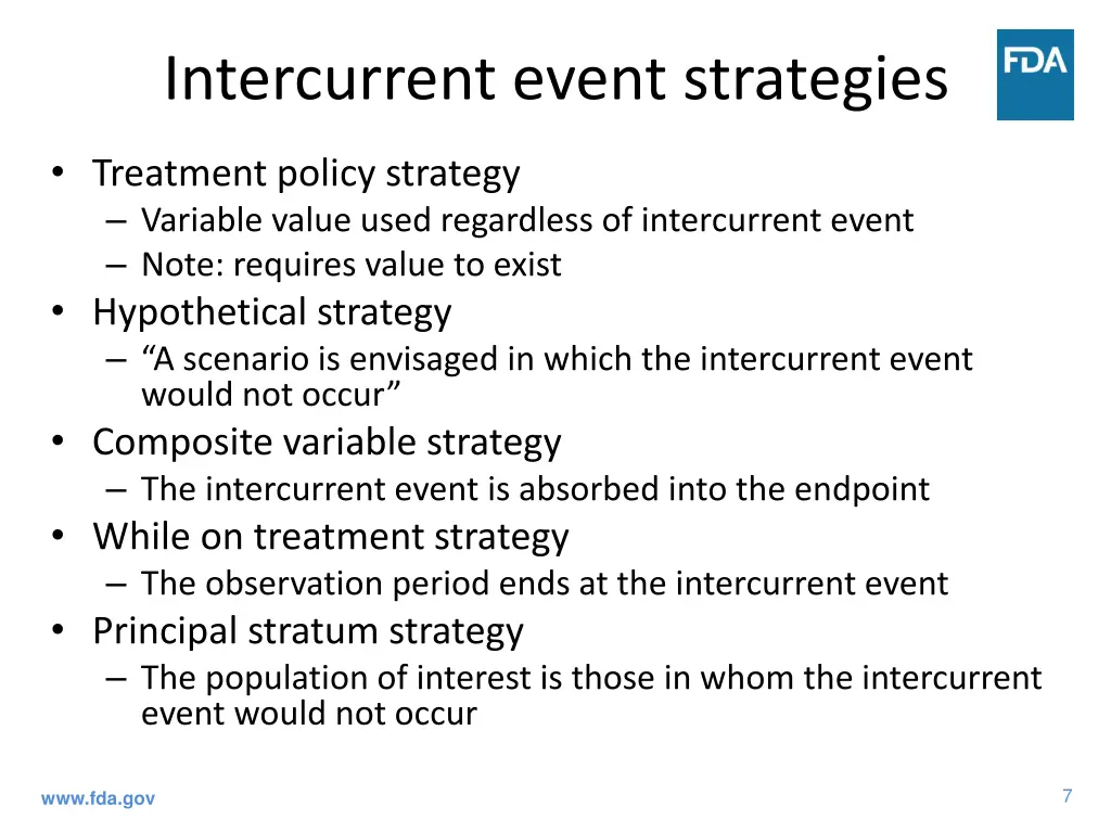 intercurrent event strategies