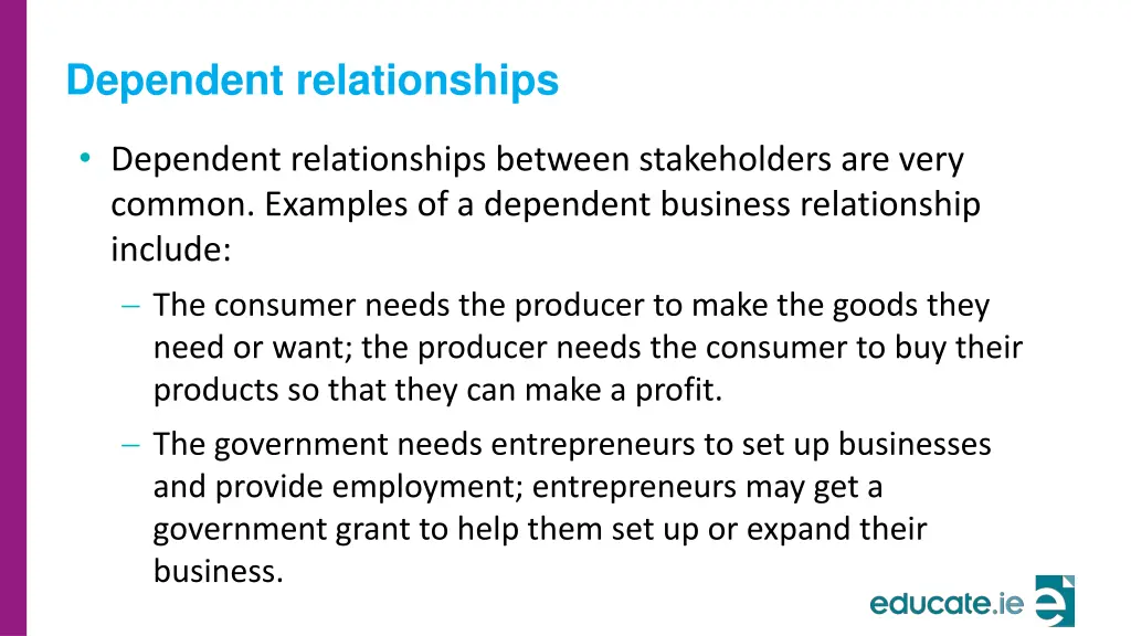 dependent relationships