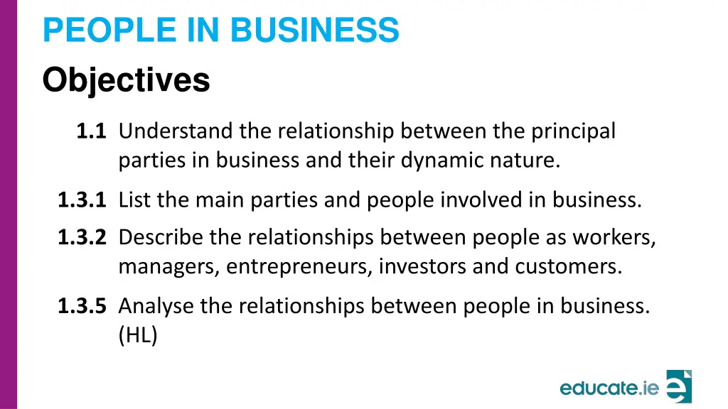 people in business objectives