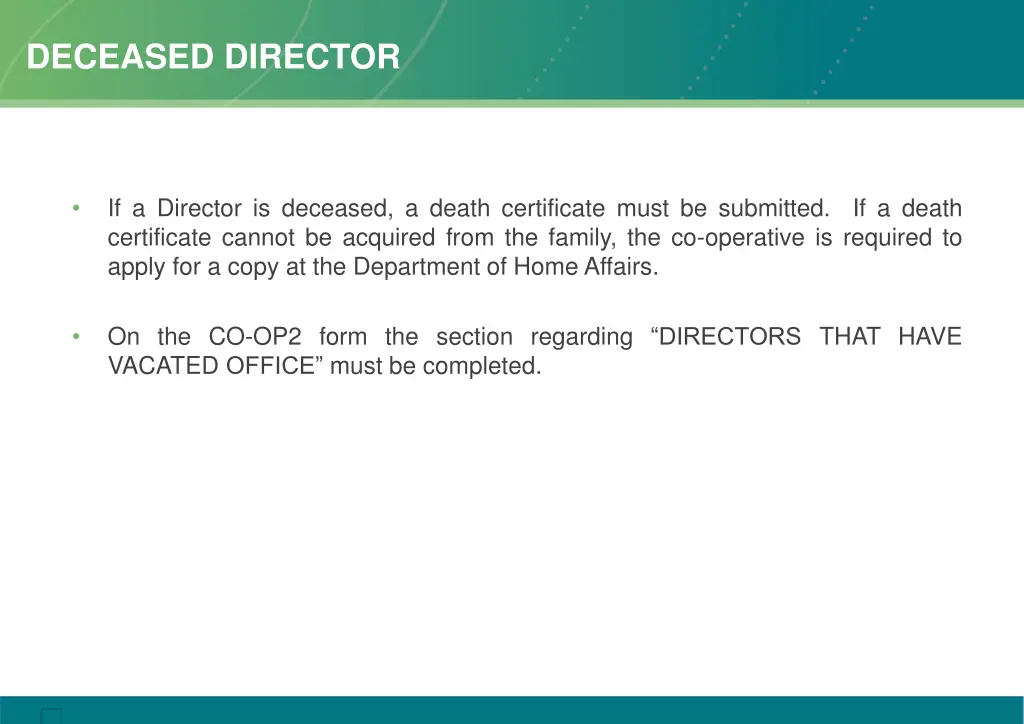 deceased director