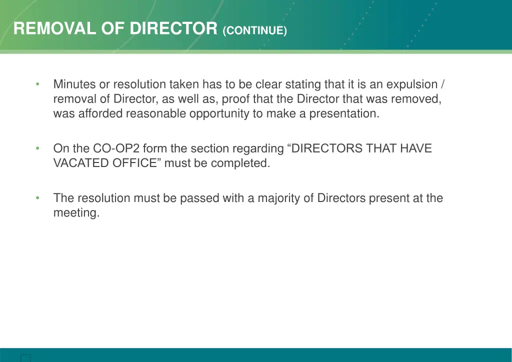 removal of director continue