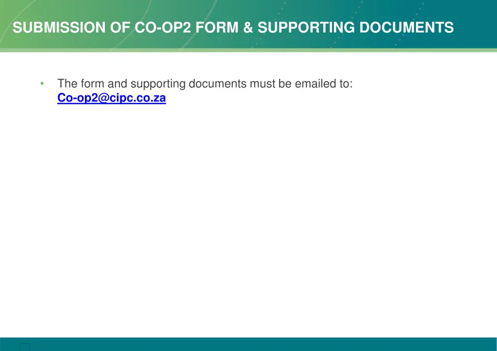 submission of co op2 form supporting documents