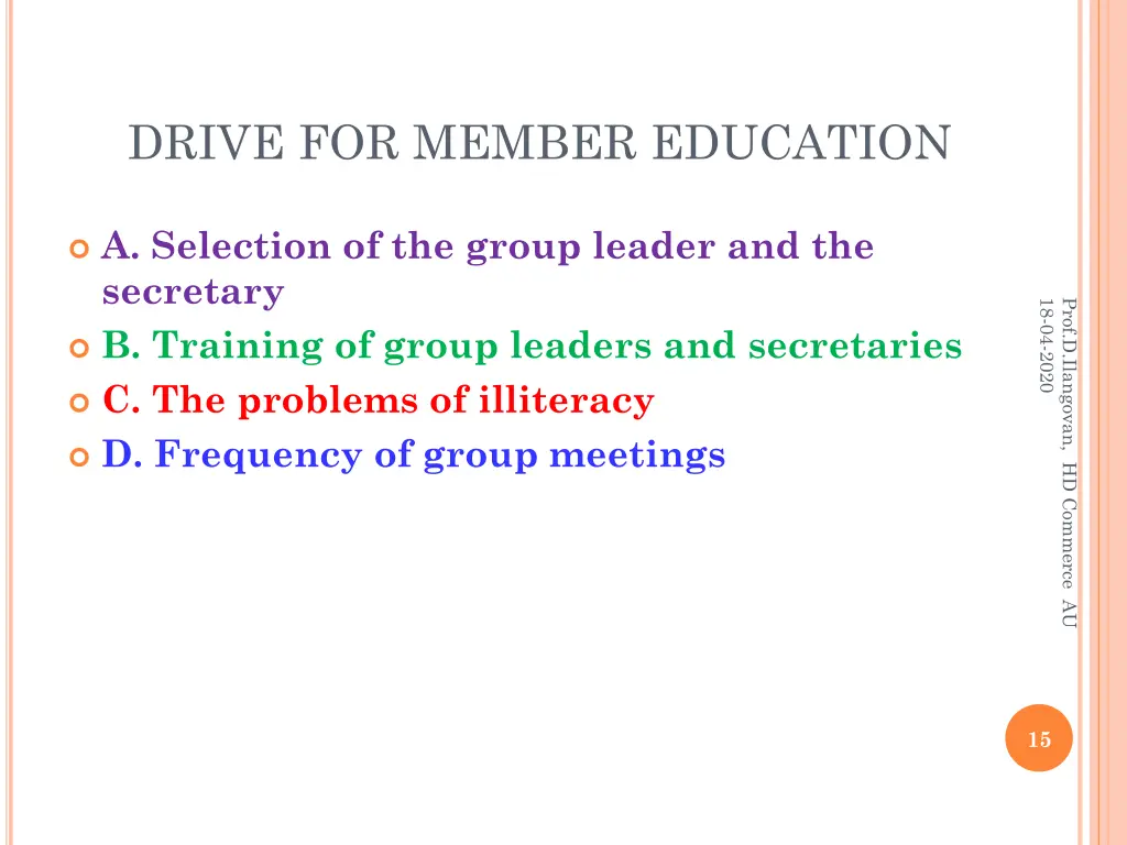 drive for member education