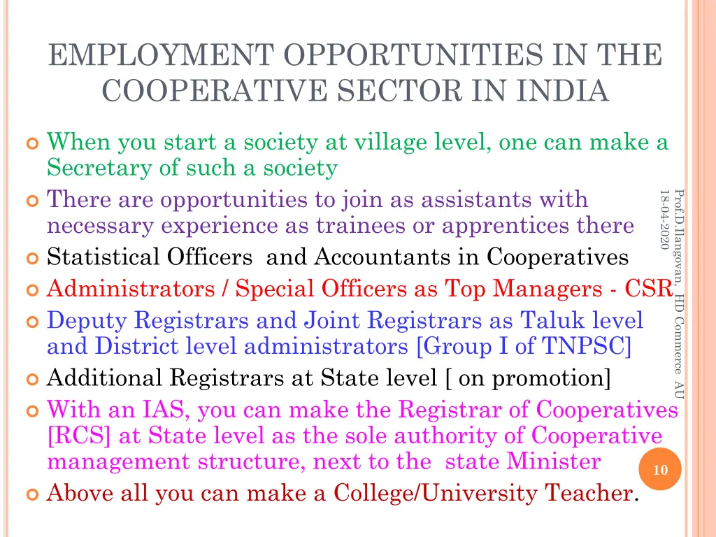 employment opportunities in the cooperative