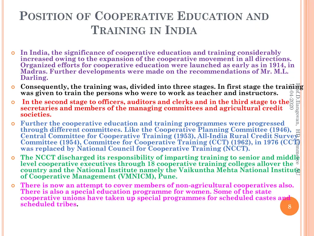 p osition of c ooperative e ducation