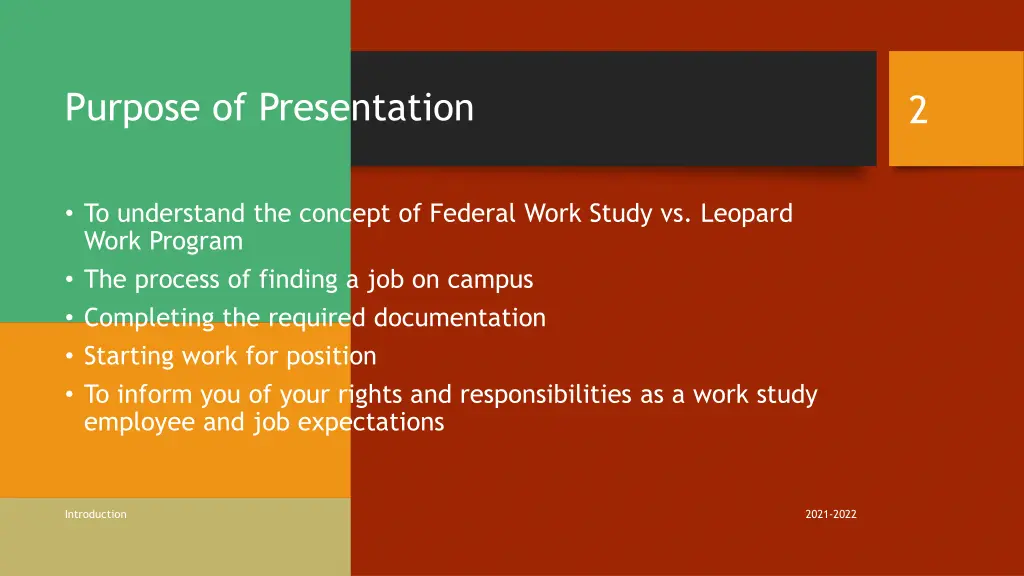 purpose of presentation