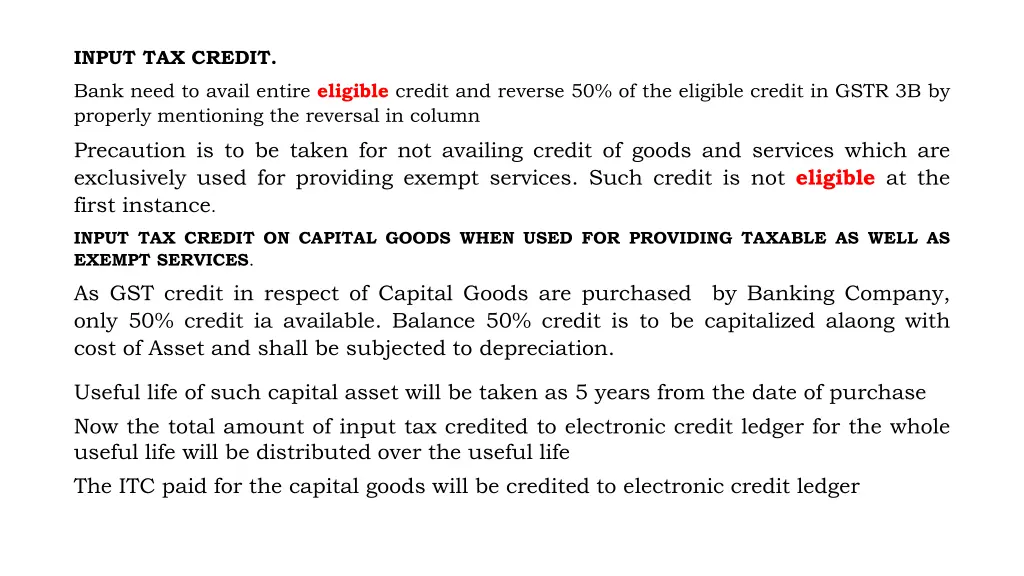 input tax credit