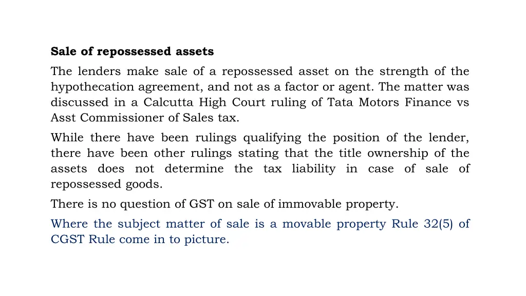 sale of repossessed assets the lenders make sale