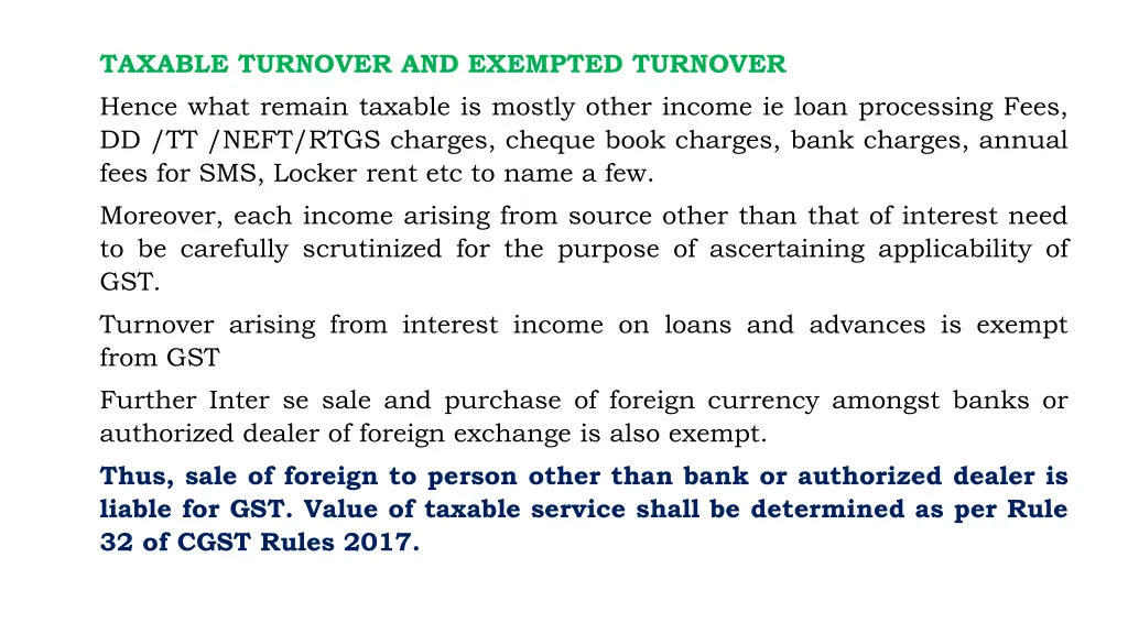 taxable turnover and exempted turnover hence what